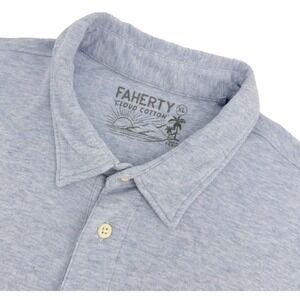Faherty Polo Shirt Men XL Cloud Cotton Blue Short Sleeve Pima Modal